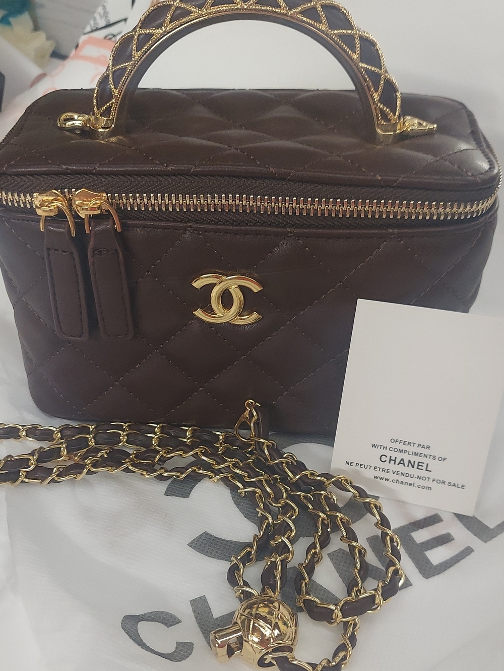 Rich Chocolate Brown Vanity Makeup Case Crossbody GWP